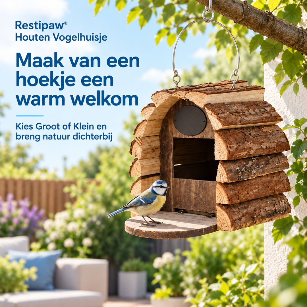 Restipaw® Houten Vogelhuisje | Van kale hoek naar warme vogelplek
