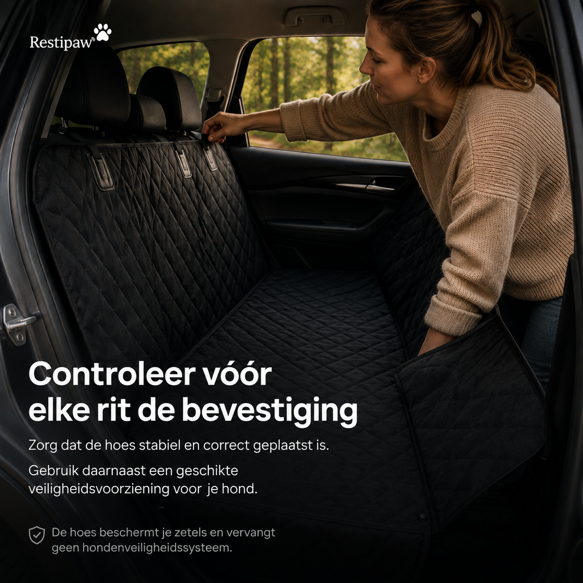 Restipaw® Autobeschermhoes | Bescherm je achterbank tegen haren, modder & natte poten