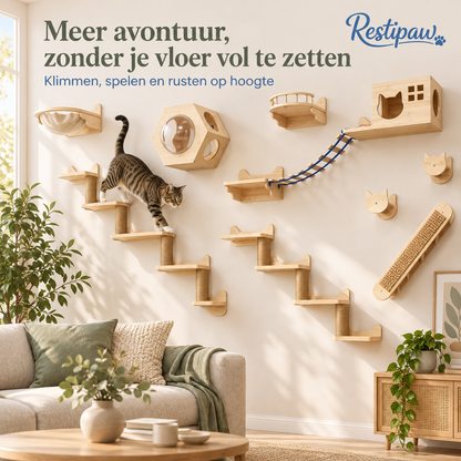 Restipaw® Katten Klimwand | Meer avontuur zonder vloeroppervlak te verliezen