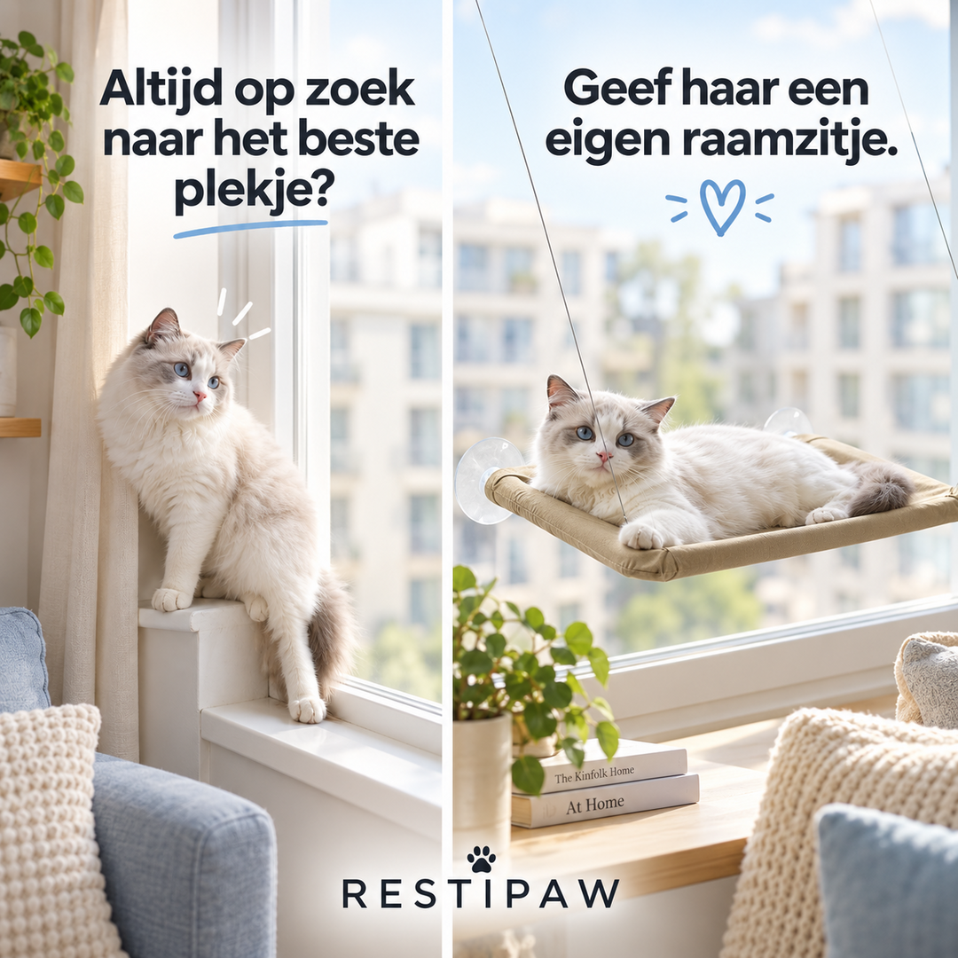 Restipaw® Raamhangmat voor katten | Van smalle vensterbank naar favoriete uitzichtplek