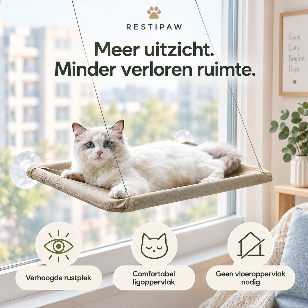 Restipaw® Raamhangmat voor katten | Van smalle vensterbank naar favoriete uitzichtplek