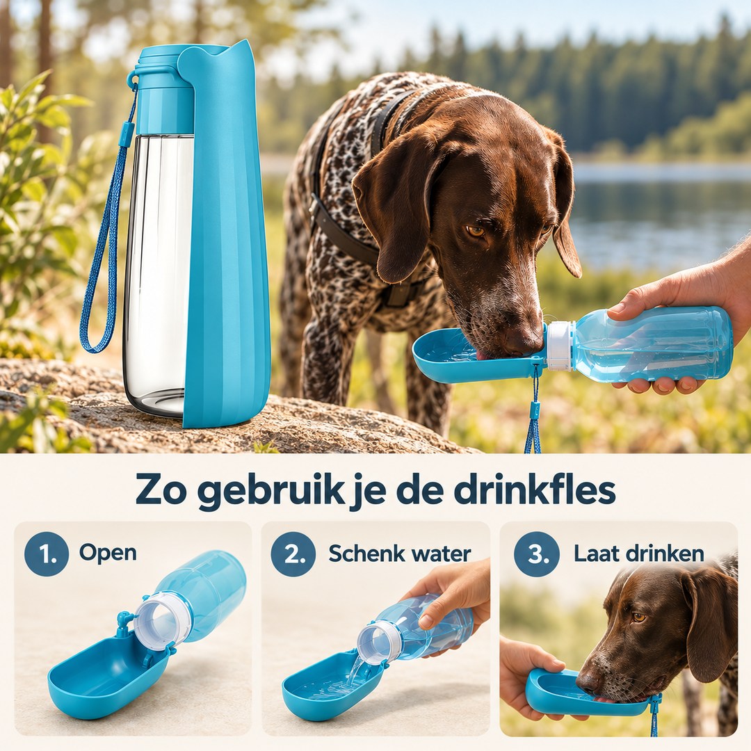 Restipaw® Drinkfles voor Honden | Geen gedoe met losse drinkkommen