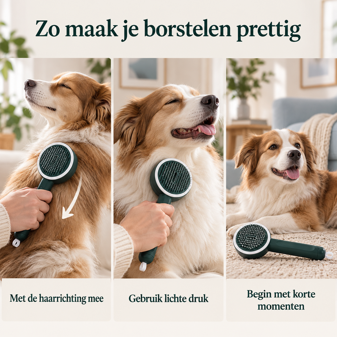 Restipaw® Zelfreinigende Vachtborstel met infrarood licht | Minder losse haren, minder rommel