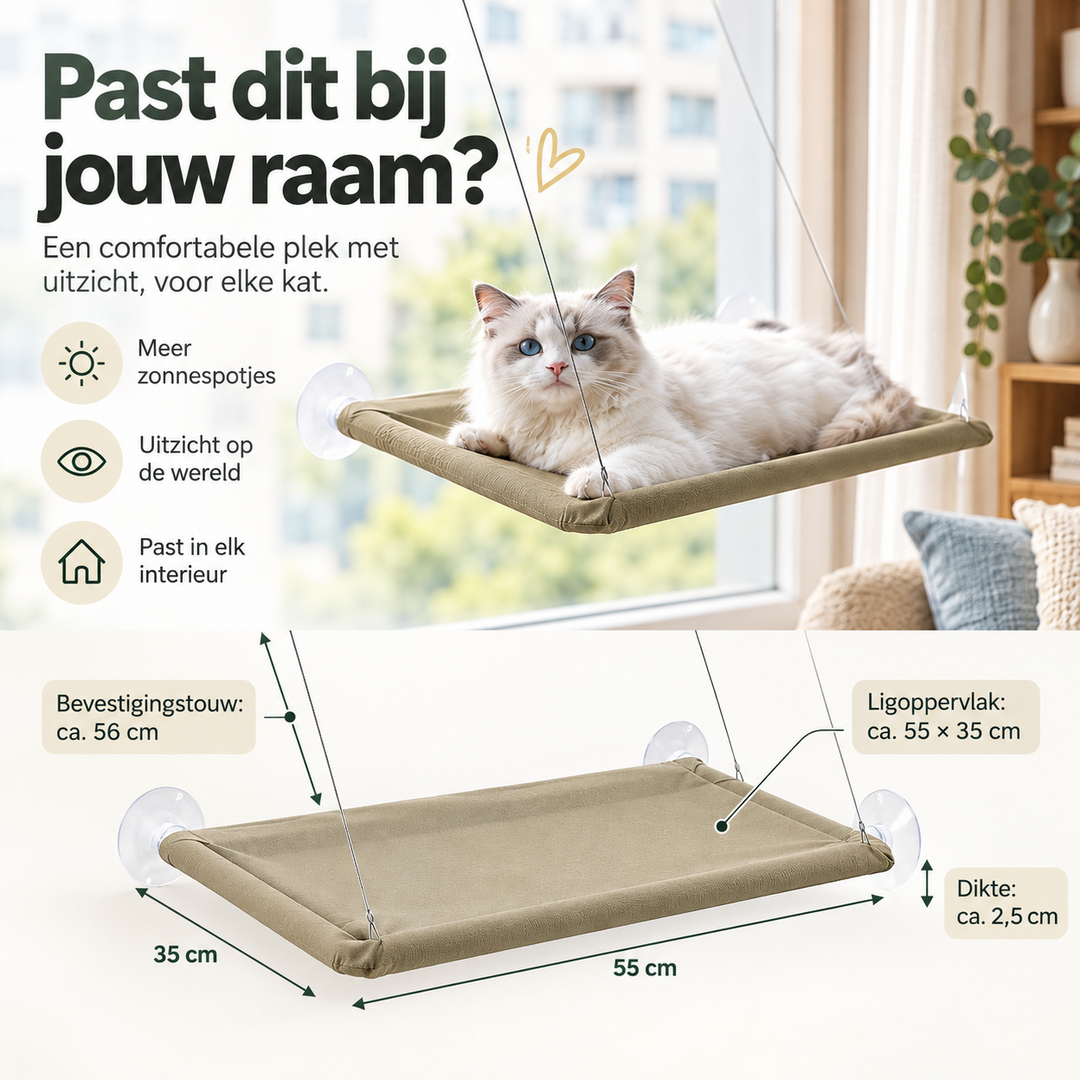 Restipaw® Raamhangmat voor katten | Van smalle vensterbank naar favoriete uitzichtplek