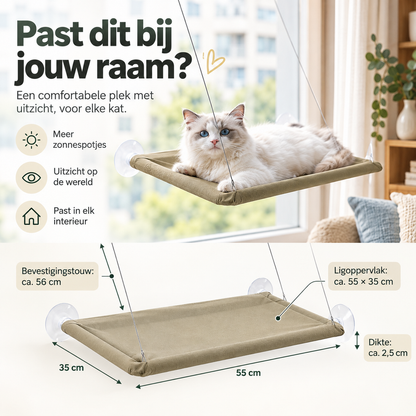 Restipaw® Raamhangmat voor katten | Van smalle vensterbank naar favoriete uitzichtplek