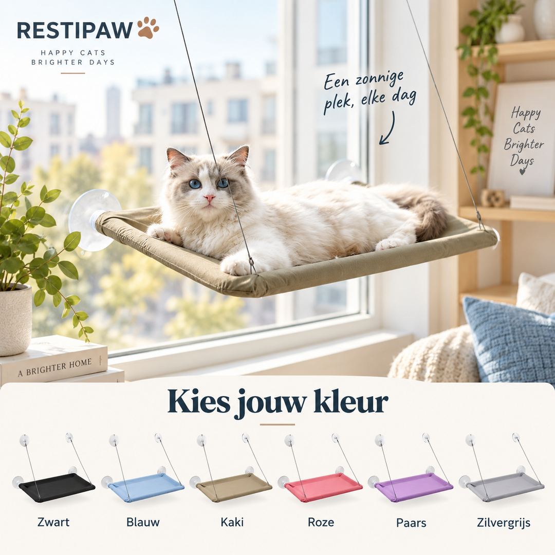 Restipaw® Raamhangmat voor katten | Van smalle vensterbank naar favoriete uitzichtplek