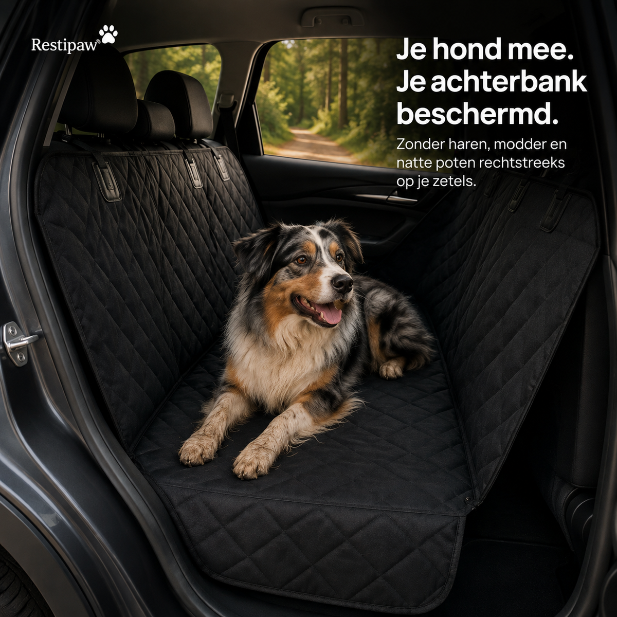 Restipaw® Autobeschermhoes | Bescherm je achterbank tegen haren, modder & natte poten