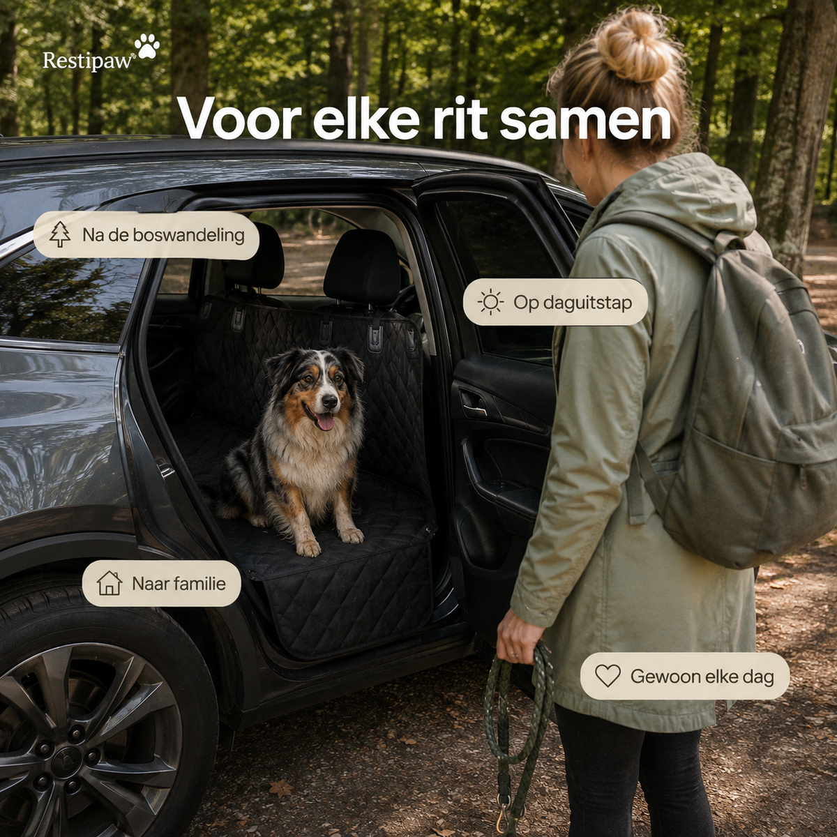 Restipaw® Autobeschermhoes | Bescherm je achterbank tegen haren, modder & natte poten