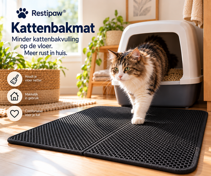 Restipaw® Kattenbakmat | Minder Kattenbakvulling op de Vloer