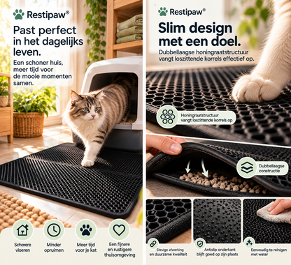 Restipaw® Kattenbakmat | Minder Kattenbakvulling op de Vloer
